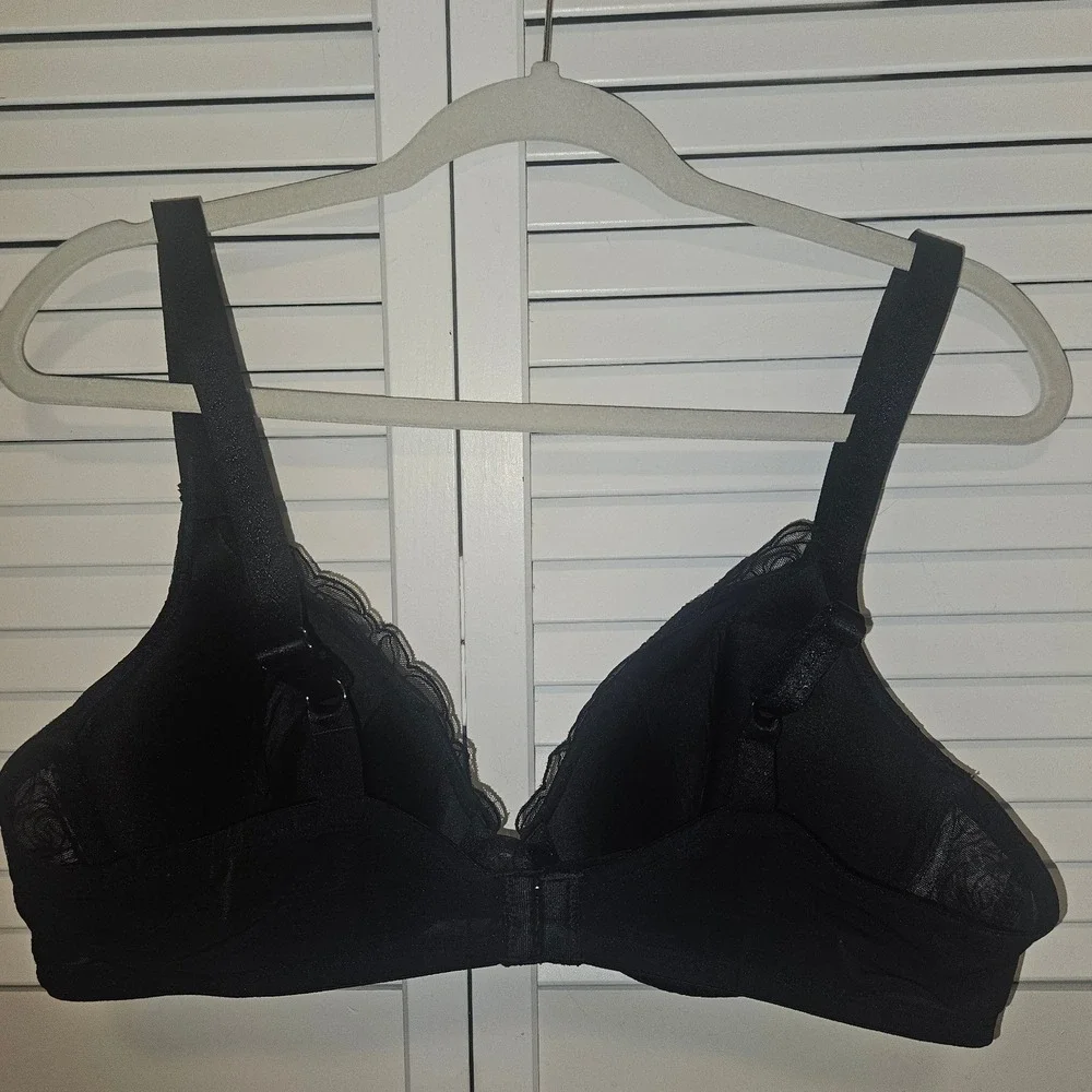 Bali One Smooth U Ultra‎ Light Underwire Bra Black Lace Trim 3493 Womens 42C